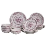 Столовий набір посуду тарілок 16 (шт) на 4 персони Bissi порцеляновий, обідній столовий сервіз тарілок Рожевий YY78-2A (YY78-2A)