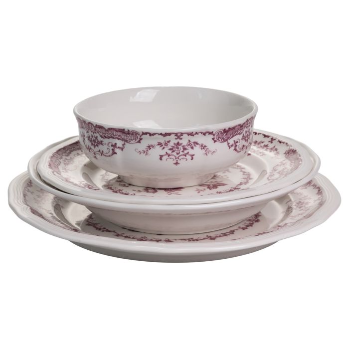 Столовий набір посуду тарілок 16 (шт) на 4 персони Bissi порцеляновий, обідній столовий сервіз тарілок Рожевий YY78-2A (YY78-2A) - изображение 3