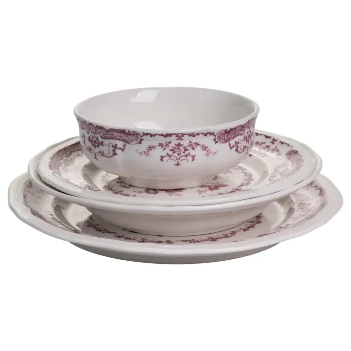 Столовий набір посуду тарілок 16 (шт) на 4 персони Bissi порцеляновий, обідній столовий сервіз тарілок Рожевий YY78-2A (YY78-2A) - зображення 3