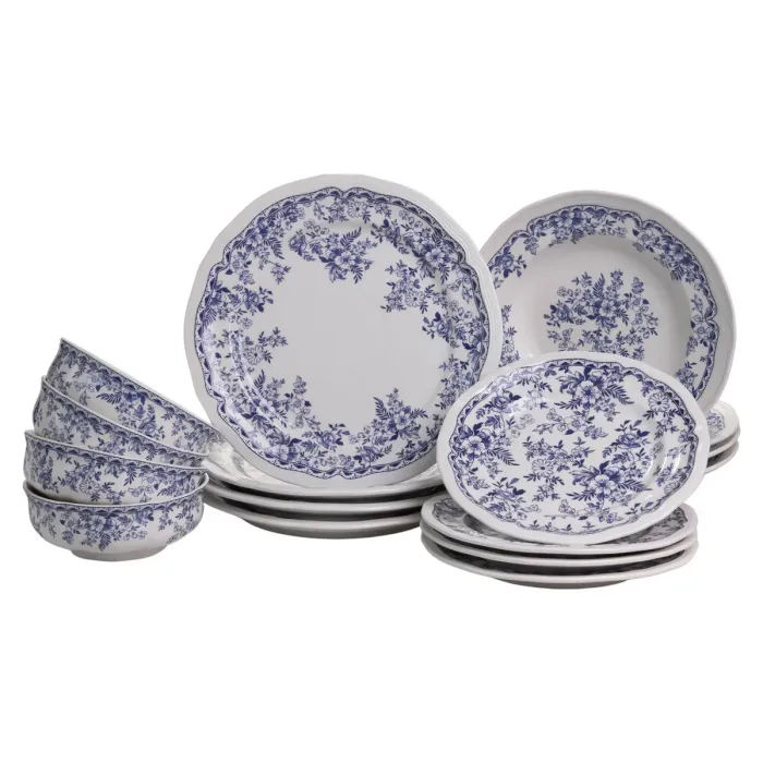 Столовий набір посуду 16 (шт) на 4 особи Bitossi порцеляновий Синій YY78-1A (YY78-1A) - зображення 1
