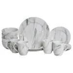 Столовий набір посуду тарілок і чашок 16 предметів на 4 персони Marmor порцеляновий, обідній столовий сервіз тарілок MD-16-2G (MD-16-2G)