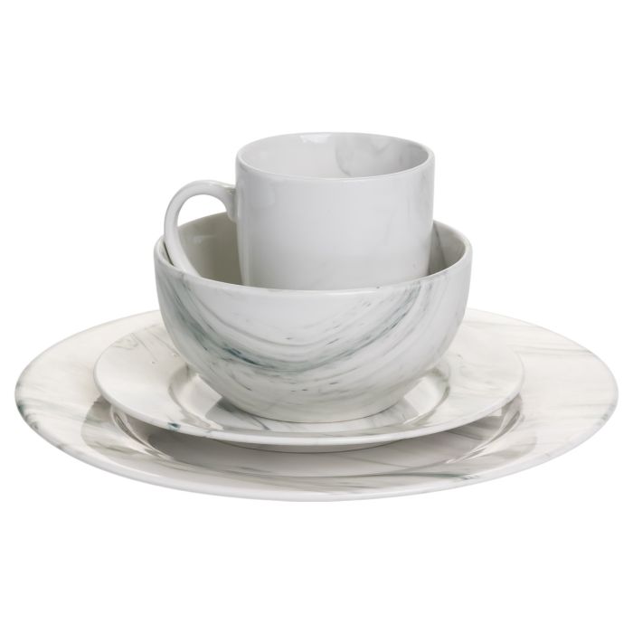 Столовий набір посуду тарілок і чашок 16 предметів на 4 персони Marmor порцеляновий, обідній столовий сервіз тарілок MD-16-2G (MD-16-2G) - изображение 6