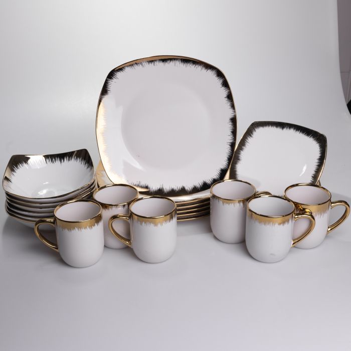 Столовий набір посуду тарілок і чашок 24 предмети на 6 персон «Геометрія» порцеляновий SD-24-1 (SD-24-1) - изображение 1