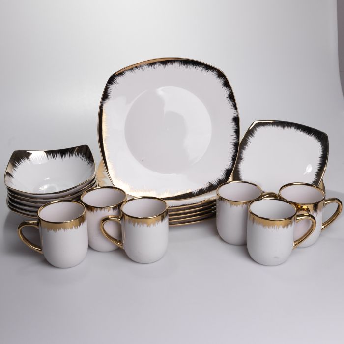 Столовий набір посуду тарілок і чашок 24 предмети на 6 персон «Геометрія» порцеляновий SD-24-1 (SD-24-1) - изображение 5