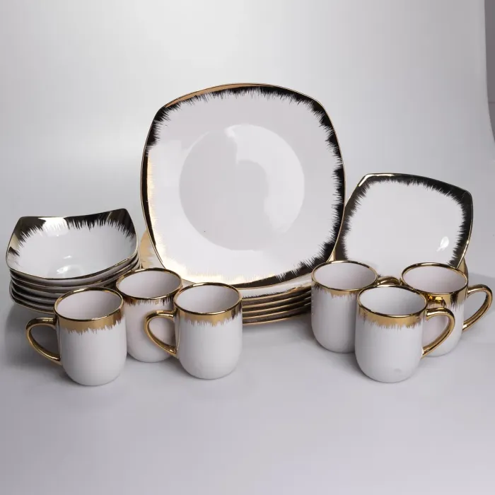 Столовий набір посуду тарілок і чашок 24 предмети на 6 персон «Геометрія» порцеляновий SD-24-1 (SD-24-1) - зображення 5