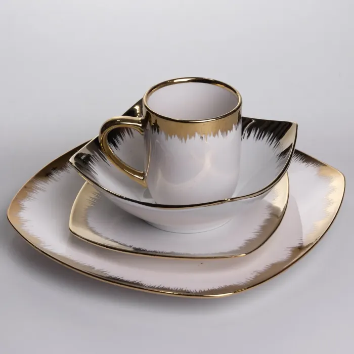 Столовий набір посуду тарілок і чашок 24 предмети на 6 персон «Геометрія» порцеляновий SD-24-1 (SD-24-1) - зображення 7