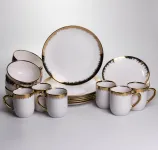 Столовий набір посуду тарілок і чашок 24 предмети на 6 персон «Смарагд» порцеляновий MD-16 (MD-16)