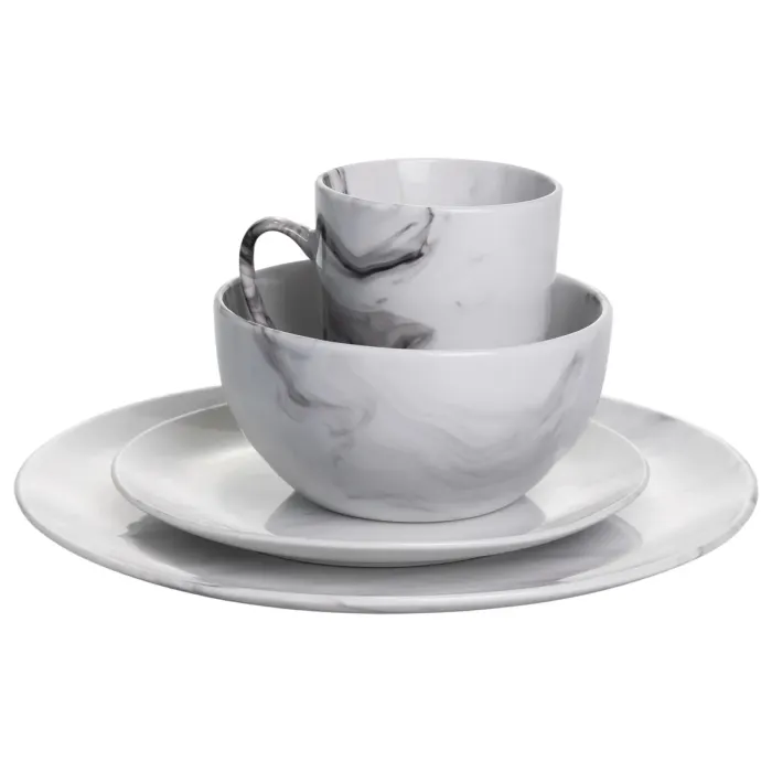 Столовий набір посуду тарілок і чашок 24 предметів на 6 персон Marmor порцеляновий MD-24-2G (MD-24-2G) - зображення 4