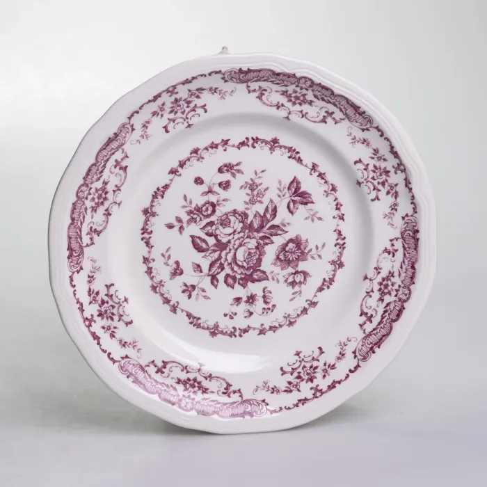 Столовий набір посуду тарілок і чашок 32 предмети на 6 персон «Бордовий Меандр» порцеляновий YY78-3A (YY78-3A) - зображення 4