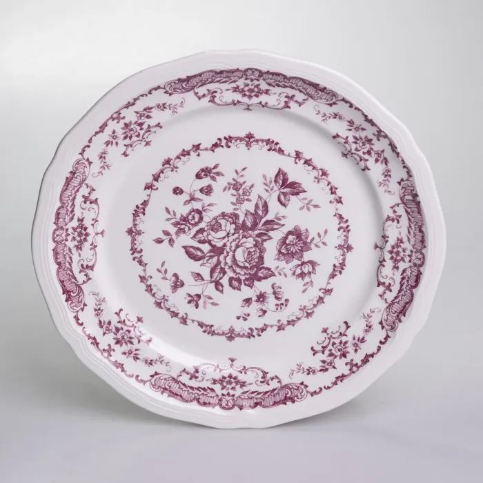 Столовий набір посуду тарілок і чашок 32 предмети на 6 персон «Бордовий Меандр» порцеляновий YY78-3A (YY78-3A) - зображення 7