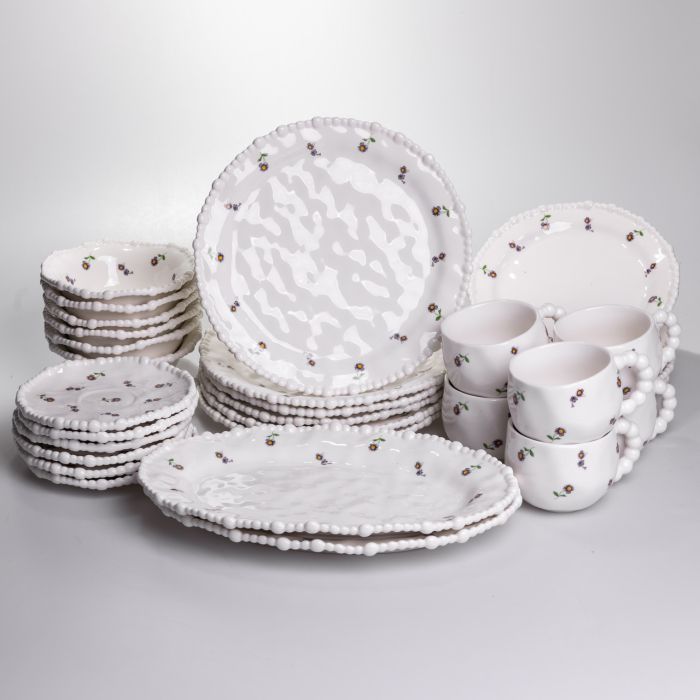 Столовий набір посуду тарілок і чашок 32 предмети на 6 персон Pearl порцеляновий YY78-4A (YY78-4A) - зображення 1