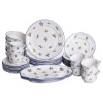 Столовий набір посуду тарілок і чашок 32 предмети на 6 персон Retro Floral порцеляновий, обідній столовий сервіз тарілок YY78-9A (YY78-9A)
