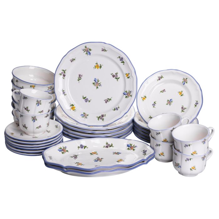 Столовий набір посуду тарілок і чашок 32 предмети на 6 персон Retro Floral порцеляновий, обідній столовий сервіз тарілок YY78-9A (YY78-9A) - изображение 1