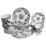 Столовий набір посуду 32 предмети на 6 осіб Vintage Elegant порцеляновий Чорний YY78-7A (YY78-7A)