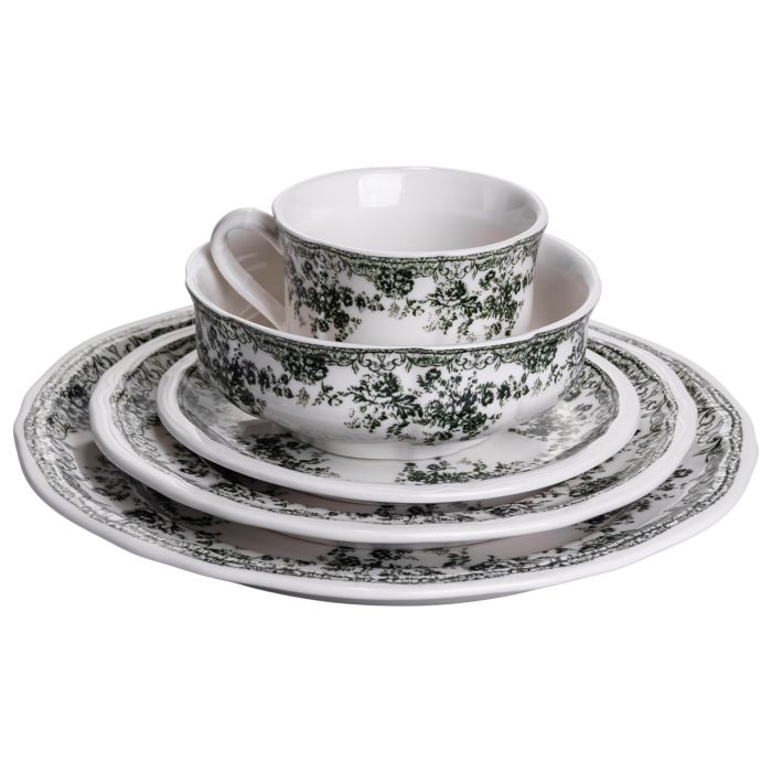 Столовий набір посуду 32 предмети на 6 осіб Vintage Elegant порцеляновий Чорний YY78-7A (YY78-7A) - зображення 6