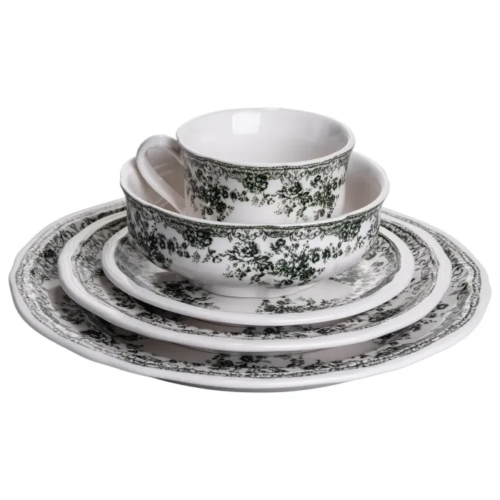 Столовий набір посуду 32 предмети на 6 осіб Vintage Elegant порцеляновий Чорний YY78-7A (YY78-7A) - зображення 6