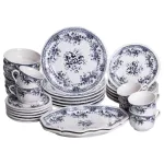 Столовий набір посуду тарілок і чашок 32 предмети на 6 персон Vintage Elegant порцеляновий, обідній столовий сервіз тарілок Синій YY78-6A (YY78-6A)