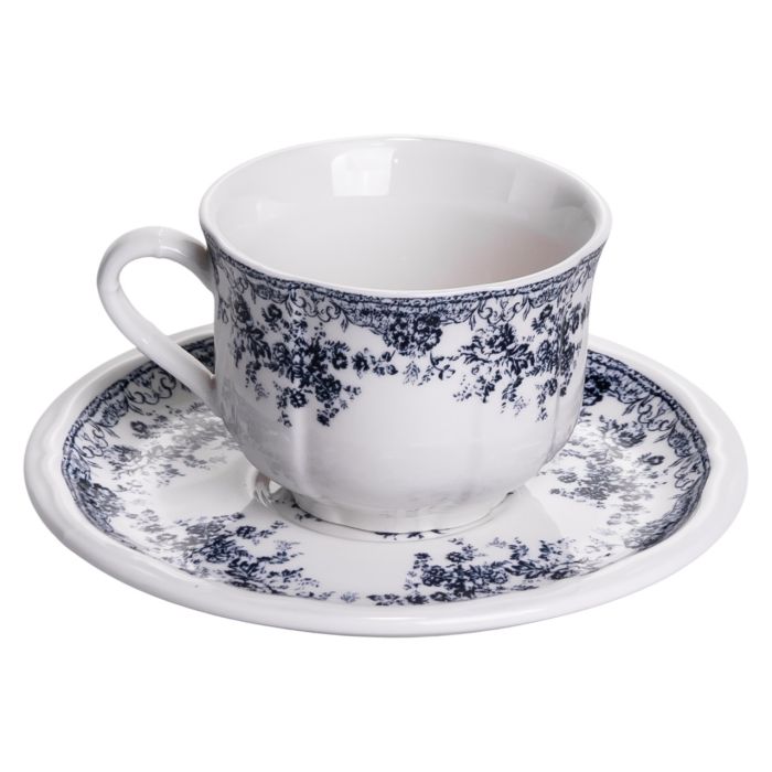 Столовий набір посуду тарілок і чашок 32 предмети на 6 персон Vintage Elegant порцеляновий, обідній столовий сервіз тарілок Синій YY78-6A (YY78-6A) - изображение 6