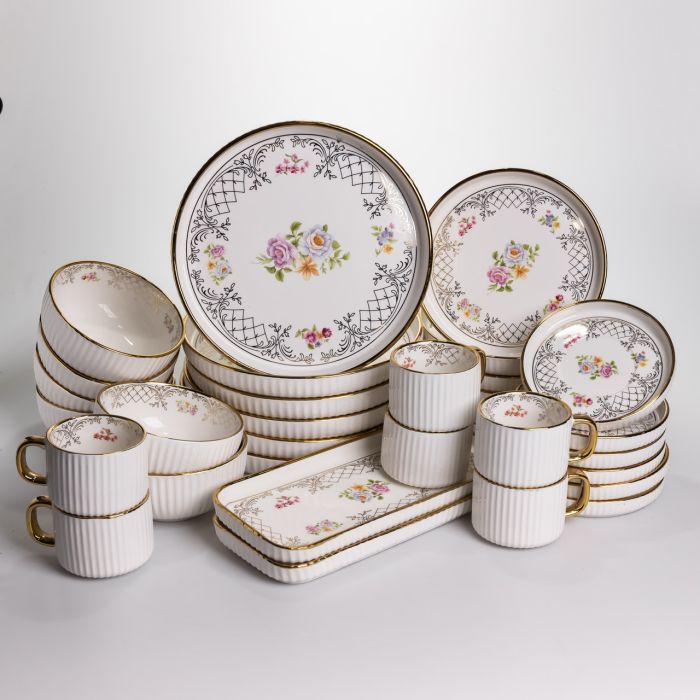Столовий набір посуду тарілок і чашок 32 предмети на 6 персон «Золотий Кант» порцеляновий TH-32 (TH-32) - изображение 1