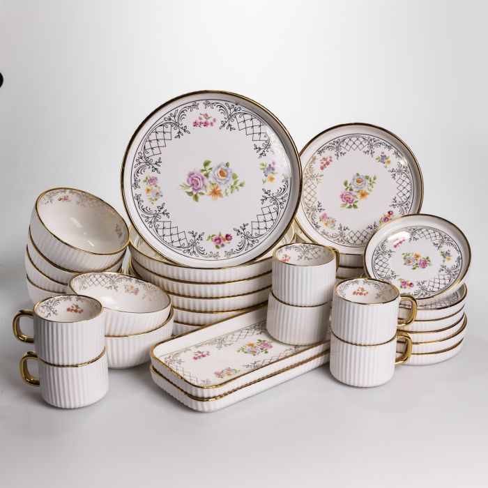 Столовий набір посуду тарілок і чашок 32 предмети на 6 персон «Золотий Кант» порцеляновий TH-32 (TH-32) - изображение 6