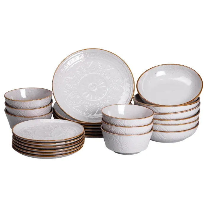 Столовий сервіз 24 предмети набір столового посуду з кераміки на 6 персон Бежевий (HP-31-1) - зображення 1