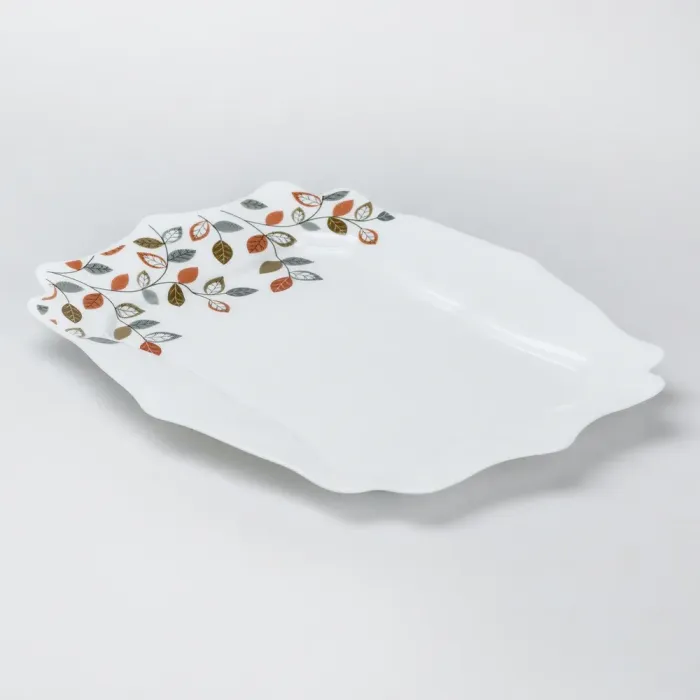 Столовий сервіз 26 квадратних керамічних тарілок Білий з квітами (HP23405) - изображение 3
