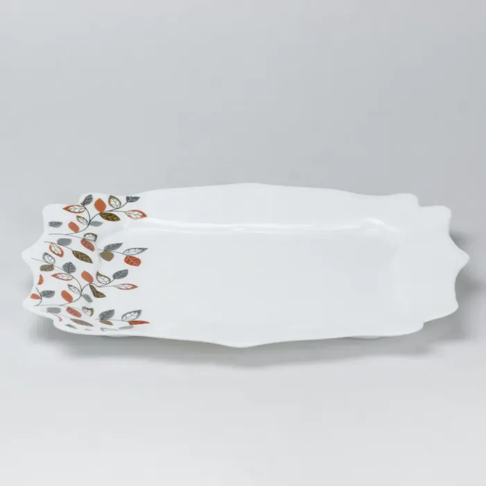 Столовий сервіз 26 квадратних керамічних тарілок Білий з квітами (HP23405) - изображение 4