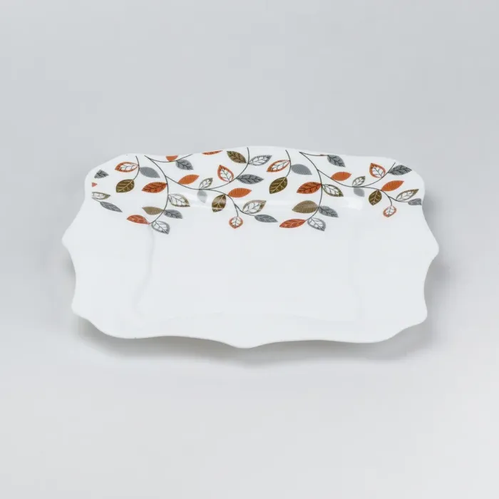 Столовий сервіз 26 квадратних керамічних тарілок Білий з квітами (HP23405) - изображение 6