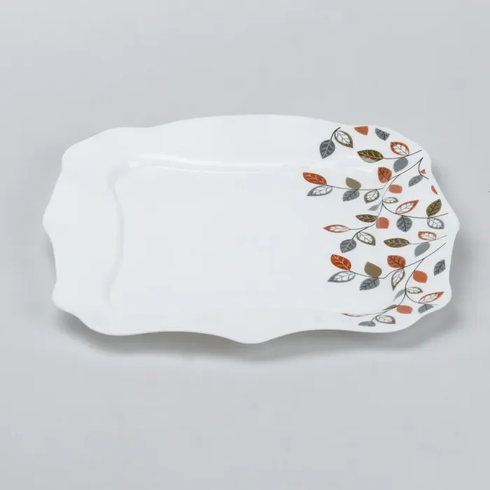 Столовий сервіз 26 квадратних керамічних тарілок Білий з квітами (HP23405) - изображение 9