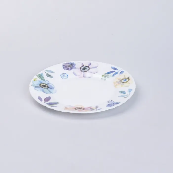 Столовий керамічний сервіз на 6 персон 18 тарілок Білий з квітами (HP-7-717) - зображення 3