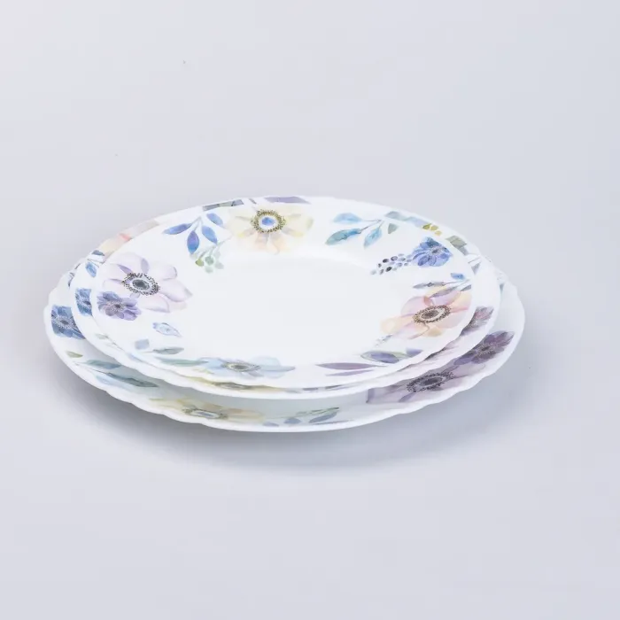 Столовий керамічний сервіз на 6 персон 18 тарілок Білий з квітами (HP-7-717) - зображення 4