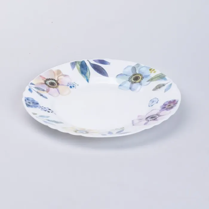 Столовий керамічний сервіз на 6 персон 18 тарілок Білий з квітами (HP-7-717) - зображення 5