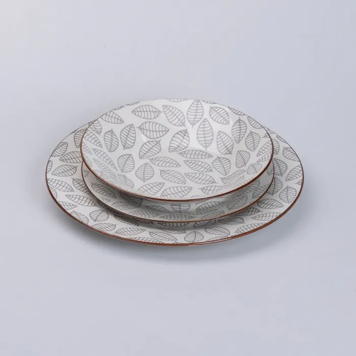 Столовий керамічний сервіз на 6 персон 18 тарілок сірий (HP-7-719) - зображення 5