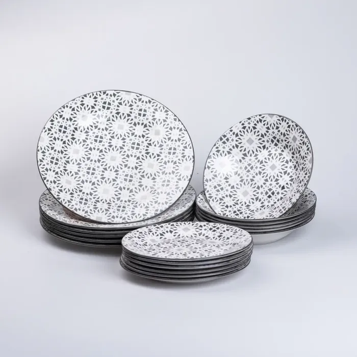 Столовий керамічний сервіз на 6 персон 18 тарілок сірий (HP-7-720) - зображення 6