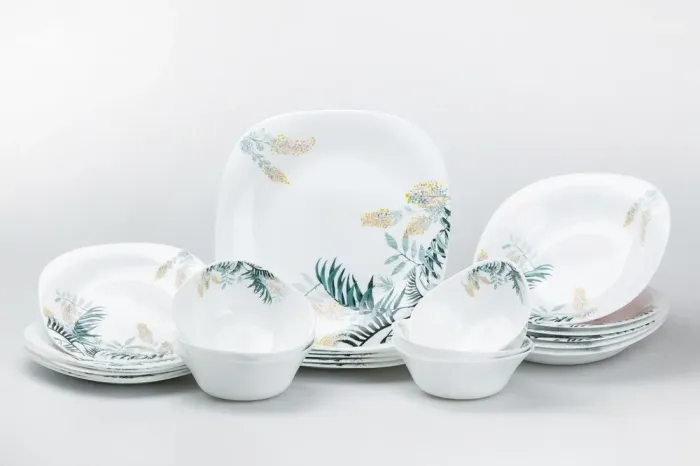 Столовий сервіз квадратних тарілок 24 штуки керамічних на 6 персон (HP23410) - изображение 1