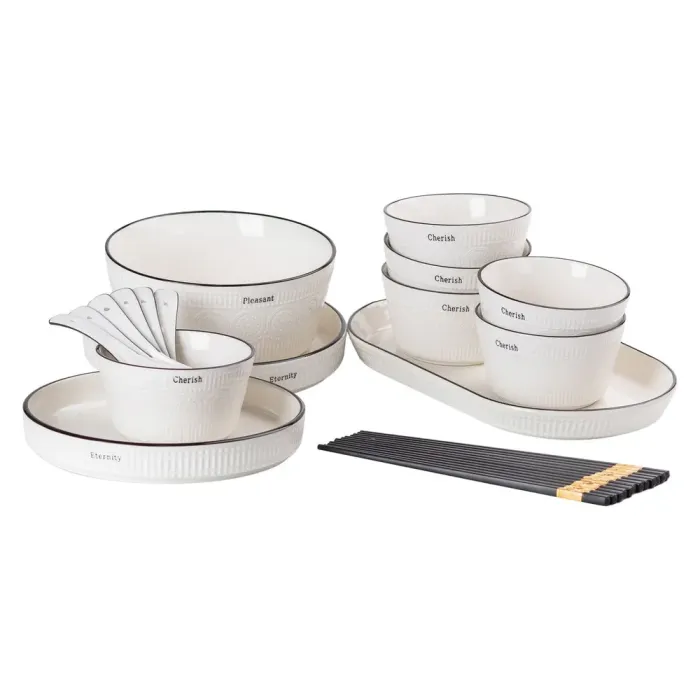 Белый керамический столовый набор из 22 предметов (HP-15-1) - изображение 2