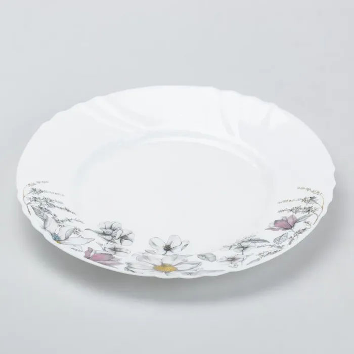 Столовий сервіз тарілок 24 штуки керамічних на 6 персон Білий з розписом квіти (HP23407) - зображення 2