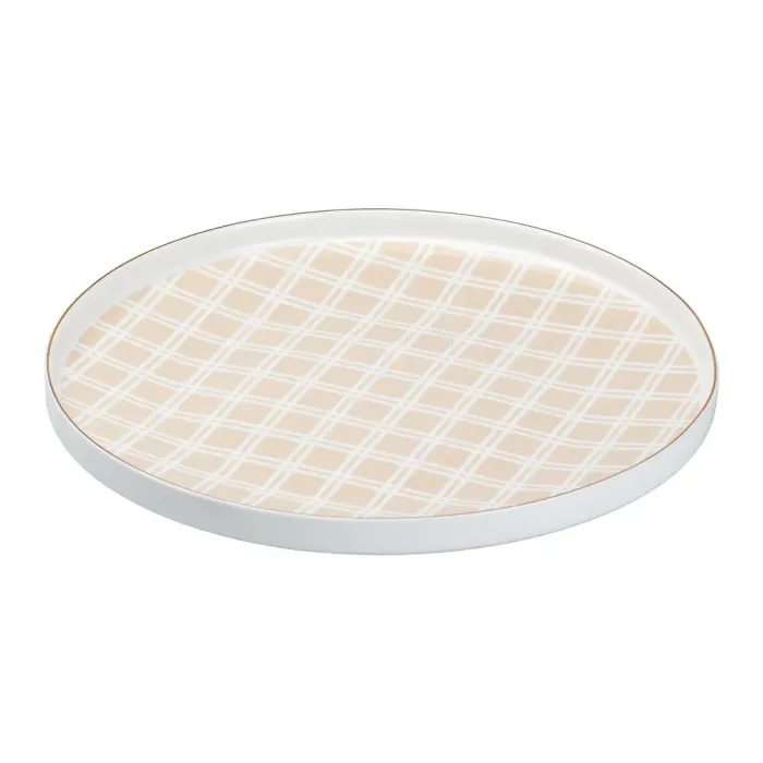 Столовий сервіз тарілок 24 штуки керамічних на 6 персон Бежевий клітинка квіти (HP23414) - зображення 5