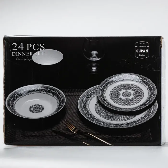 Столовий сервіз тарілок 24 штуки керамічних на 6 персон Сірий (HP23417) - изображение 6