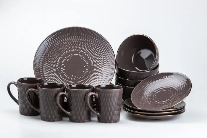 Столовий сервіз тарілок та чашок на 4 персони керамічний • чашки 400 мл (HP20344) - изображение 1