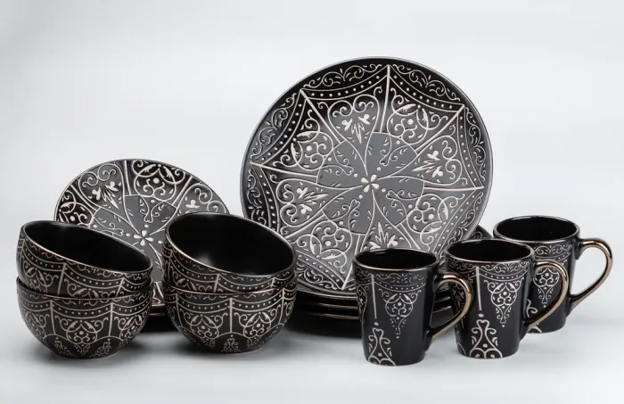 Столовий сервіз тарілок та чашок на 4 персони керамічний • чашки 400 мл (HP20343) - изображение 1