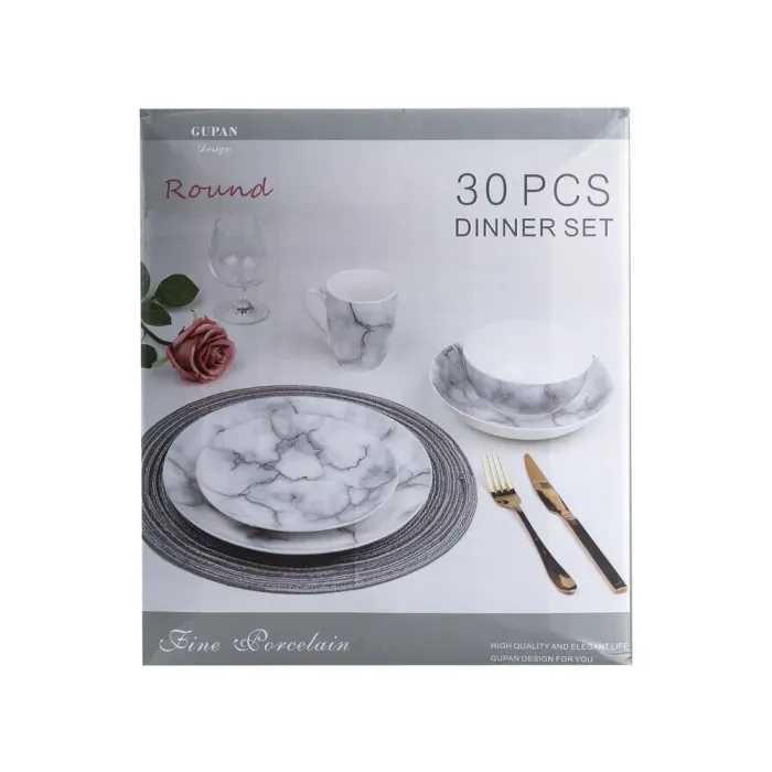 Столовий сервіз тарілок та чашок на 6 персон керамічний Сірий (HP23418) - зображення 10