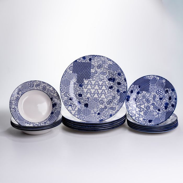 Столовий сервіз на 6 персон 18 предметів порцеляновий HP-HK-A5 Синій (HP-HK-A5) - зображення 1