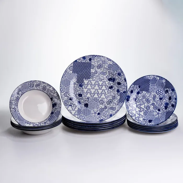 Столовий сервіз на 6 персон 18 предметів порцеляновий HP-HK-A5 Синій (HP-HK-A5) - зображення 1