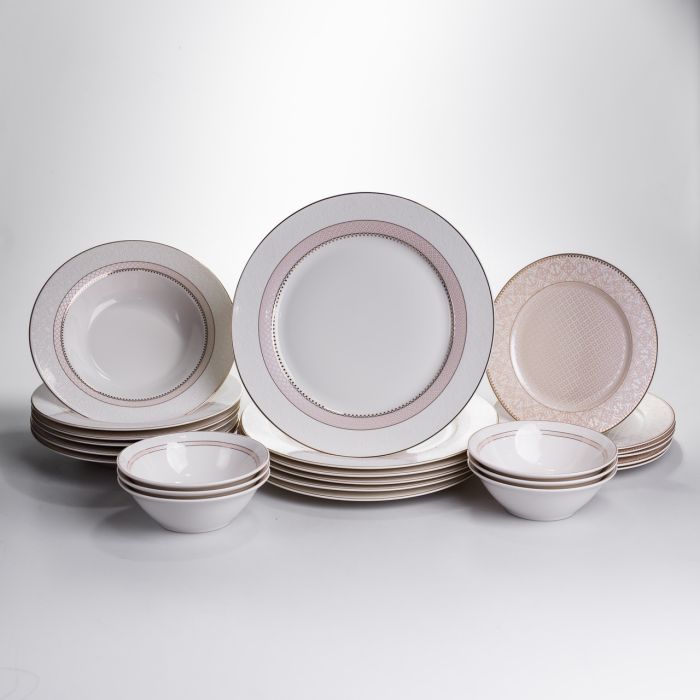 Столовий сервіз на 6 персон 24 предмети порцеляновий HP-HK-A12 Бежевий (HP-HK-A12) - зображення 1
