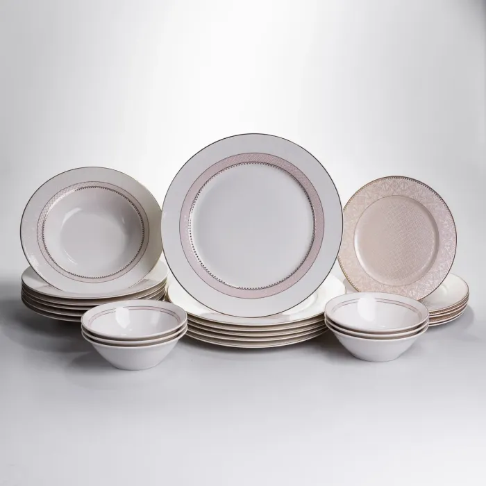 Столовий сервіз на 6 персон 24 предмети порцеляновий HP-HK-A12 Бежевий (HP-HK-A12) - зображення 1