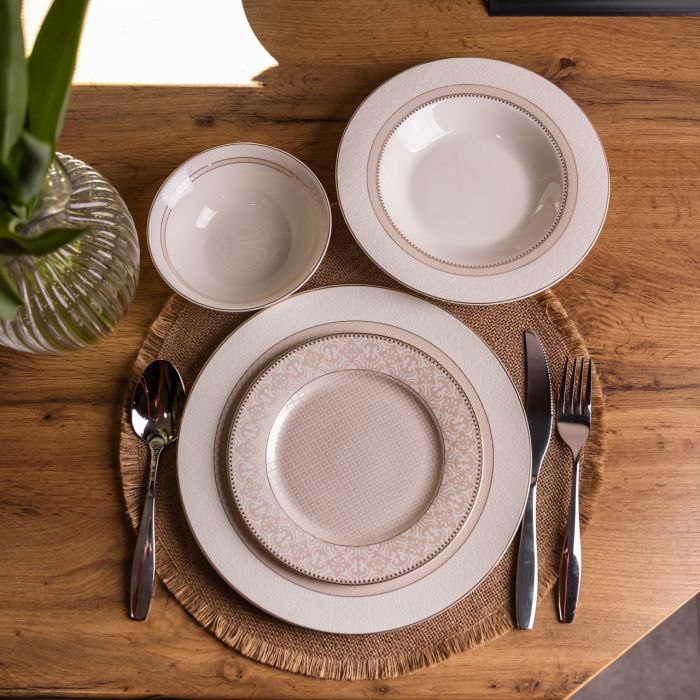 Столовий сервіз на 6 персон 24 предмети порцеляновий HP-HK-A12 Бежевий (HP-HK-A12) - зображення 7