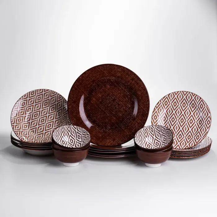 Столовий сервіз на 6 персон 24 предмети порцеляновий HP-HK-A10 Коричневий (HP-HK-A10) - зображення 1