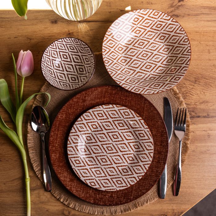 Столовий сервіз на 6 персон 24 предмети порцеляновий HP-HK-A10 Коричневий (HP-HK-A10) - зображення 7