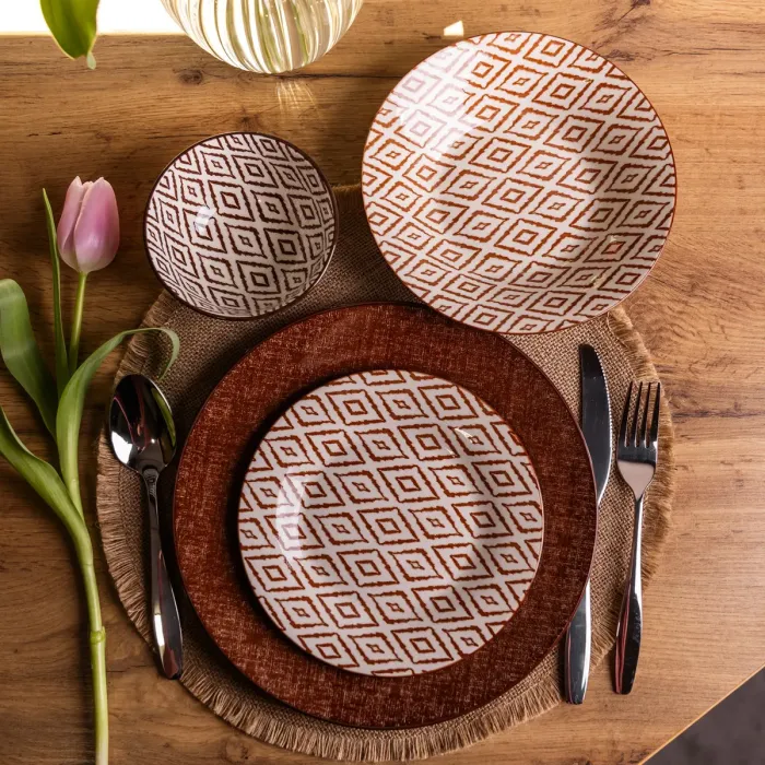 Столовий сервіз на 6 персон 24 предмети порцеляновий HP-HK-A10 Коричневий (HP-HK-A10) - зображення 7